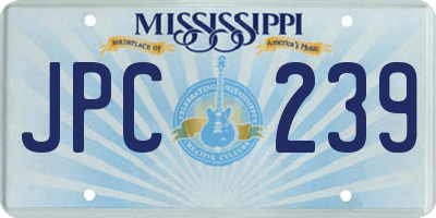 MS license plate JPC239