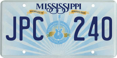 MS license plate JPC240