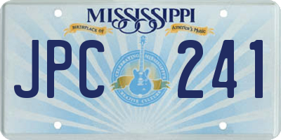 MS license plate JPC241