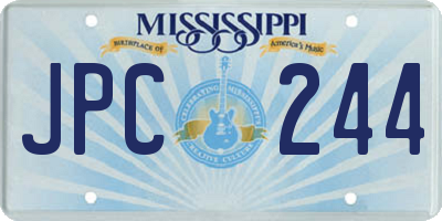 MS license plate JPC244