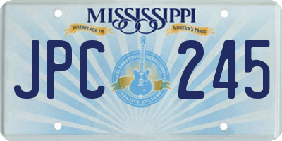 MS license plate JPC245
