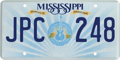 MS license plate JPC248