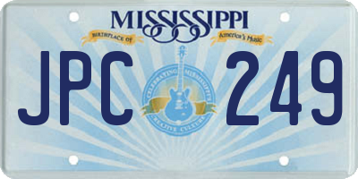 MS license plate JPC249