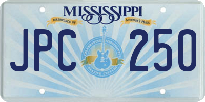 MS license plate JPC250