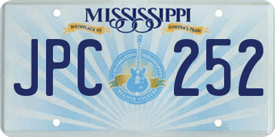MS license plate JPC252