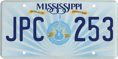 MS license plate JPC253