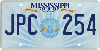 MS license plate JPC254