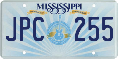 MS license plate JPC255