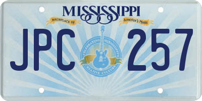 MS license plate JPC257