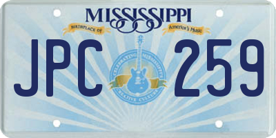 MS license plate JPC259
