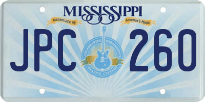 MS license plate JPC260