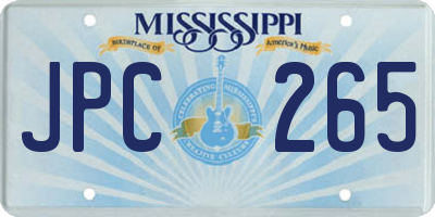 MS license plate JPC265