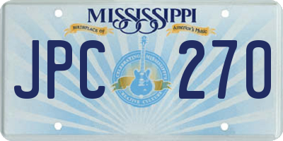 MS license plate JPC270