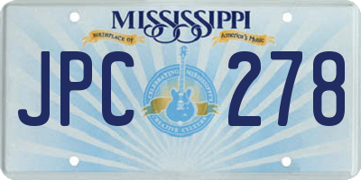MS license plate JPC278