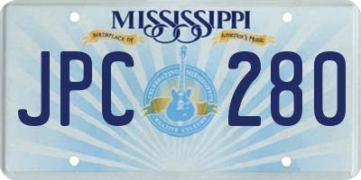 MS license plate JPC280