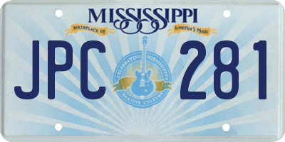 MS license plate JPC281