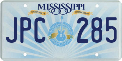 MS license plate JPC285