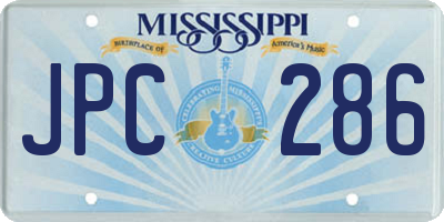 MS license plate JPC286
