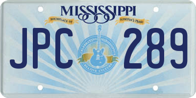 MS license plate JPC289