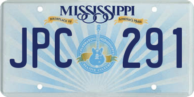 MS license plate JPC291