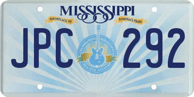 MS license plate JPC292
