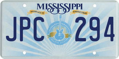 MS license plate JPC294