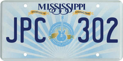 MS license plate JPC302