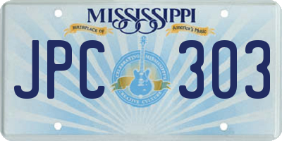 MS license plate JPC303