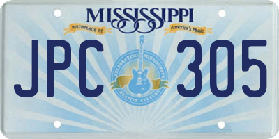 MS license plate JPC305