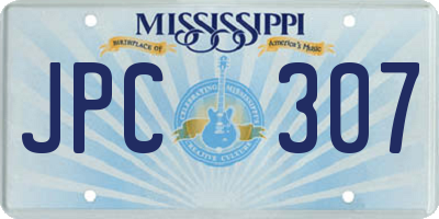 MS license plate JPC307