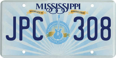 MS license plate JPC308