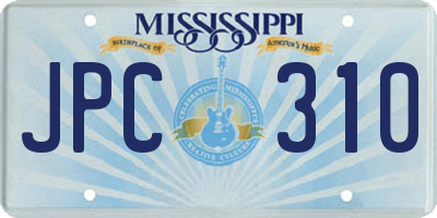 MS license plate JPC310