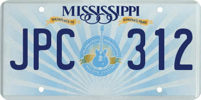 MS license plate JPC312
