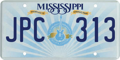 MS license plate JPC313