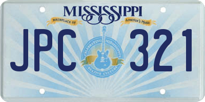 MS license plate JPC321