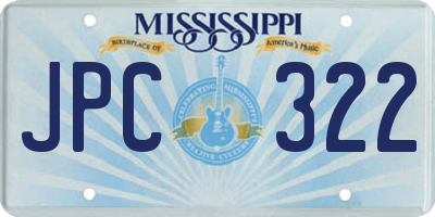 MS license plate JPC322