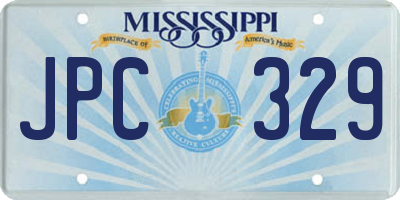 MS license plate JPC329