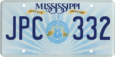 MS license plate JPC332