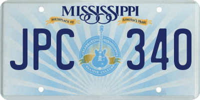 MS license plate JPC340