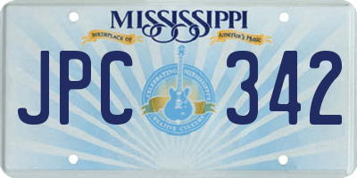 MS license plate JPC342