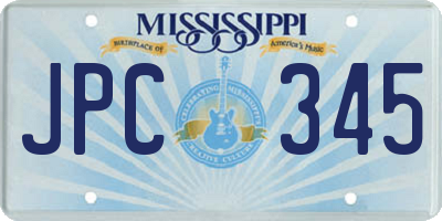 MS license plate JPC345