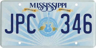 MS license plate JPC346