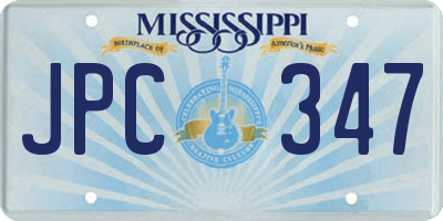 MS license plate JPC347