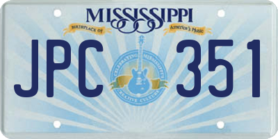 MS license plate JPC351