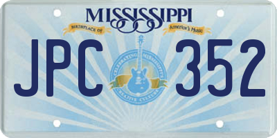 MS license plate JPC352