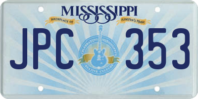 MS license plate JPC353