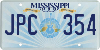 MS license plate JPC354
