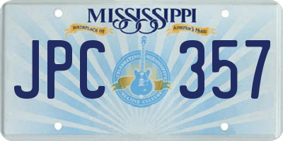 MS license plate JPC357