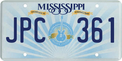 MS license plate JPC361