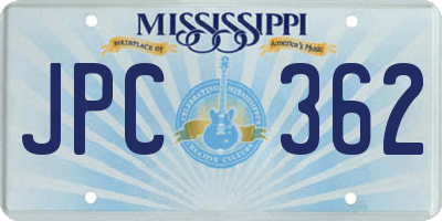 MS license plate JPC362